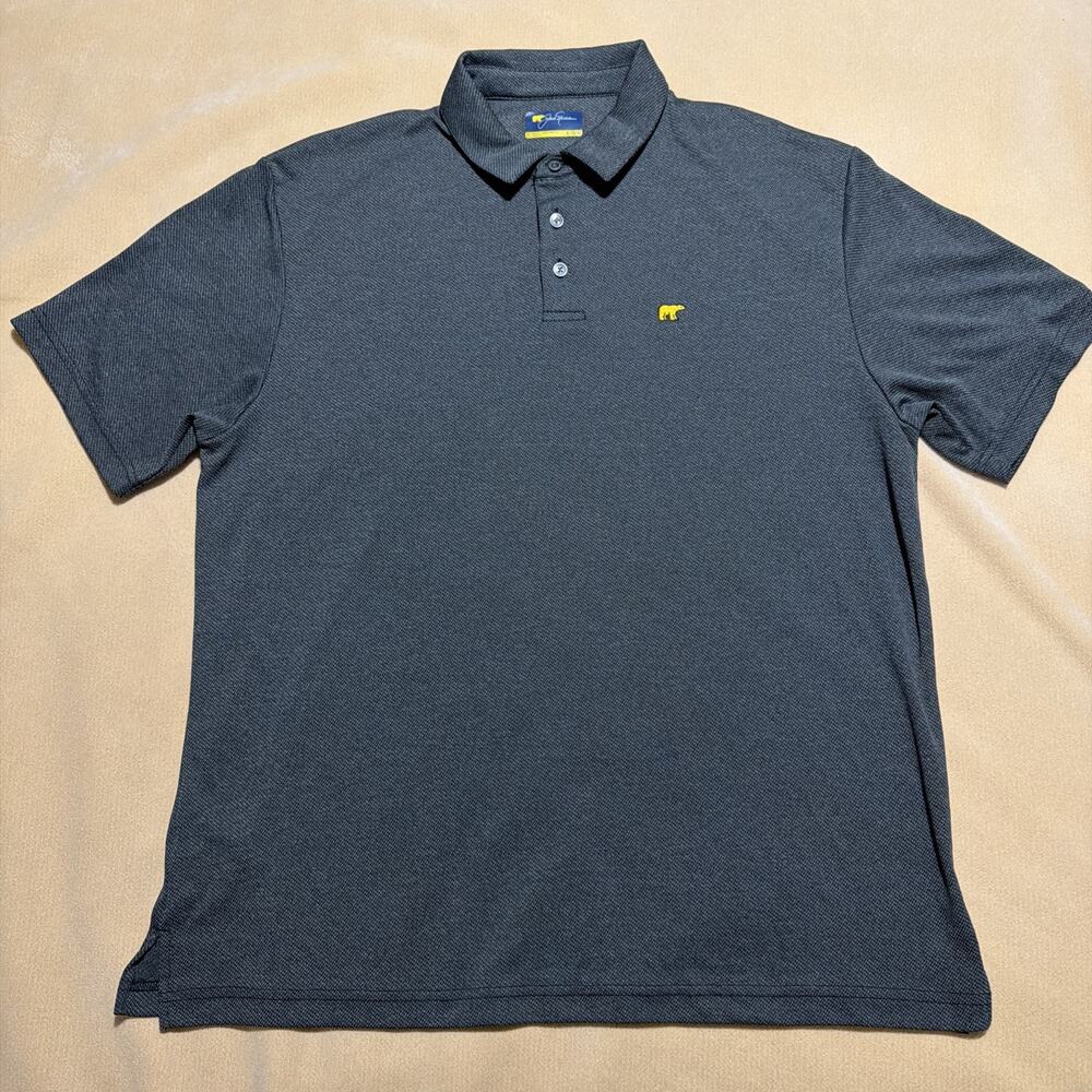 Jack Nicklaus Polo Shirt Mens XL TG Charcoal Stretch Golf Performance Bear Logo